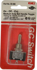 GC/Waldom - SPDT Medium Duty On-Off-On Toggle Switch - Solder Lug Terminal, Bat Handle Actuator, 1/4 hp at 125/250 VAC hp, 125 VAC at 6 A & 250 VAC at 3 A - Top Tool & Supply