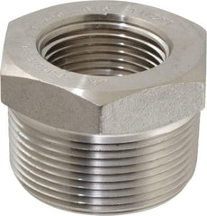 Merit Brass - 1-1/2 x 1" Grade 316/316L Stainless Steel Pipe Hex Bushing - MNPT x FNPT End Connections, 3,000 psi - Top Tool & Supply