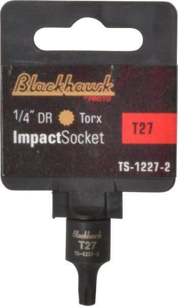 Blackhawk by Proto - 1/4" Drive, T27 Impact Torx Bit Socket - 1-3/16" OAL - Top Tool & Supply