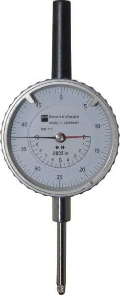 TESA Brown & Sharpe - 1" Range, 0-50 Dial Reading, 0.0005" Graduation Dial Drop Indicator - 2-1/4" Dial, 0.05" Range per Revolution, Revolution Counter - Top Tool & Supply