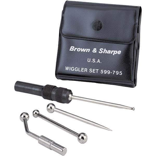 TESA Brown & Sharpe - Single End, Center Finder Set Mechanical - 0.25 Inch Head Diameter, Ball, Conical, Disc Head Type, Includes 4 Attachments, Case, Holder, 4 Pieces - Top Tool & Supply