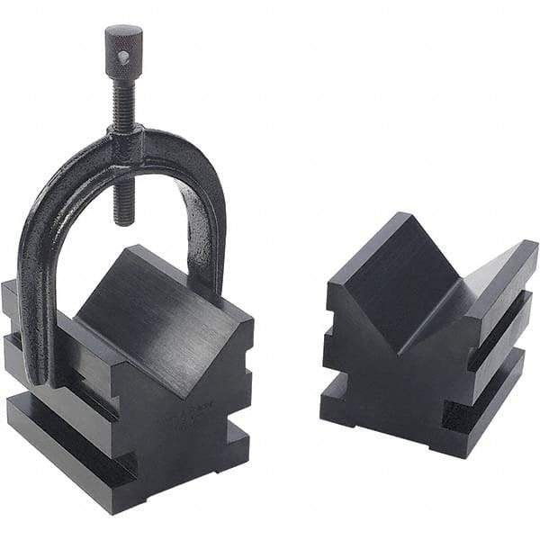 TESA Brown & Sharpe - 12.7 to 2-1/2" Capacity, 90° Angle, Mild Steel V-Block - 3" Long x 2-1/2" Wide x 2-1/2" High, Sold as 2 Block Set - Top Tool & Supply