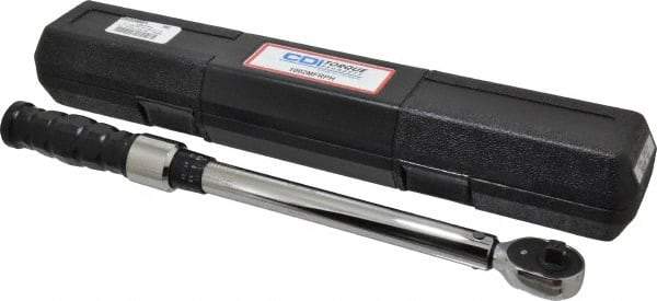 CDI - 3/8" Drive Click Type Adjustable Clicker Torque Wrench - 16.9 N/m to 132 N/m Torque, 16" OAL, 0.7 N/m Graduation - Top Tool & Supply