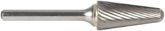 M.A. Ford - 1/2" Cut Diam, 6mm Shank Diam, Taper Head Single Cut Burr - Carbide, Radius End, 30mm LOC, 77mm OAL - Top Tool & Supply