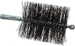 Schaefer Brush - 4-1/2" Brush Length, 3-3/4" Diam, Double Stem, Double Spiral Tube Brush - 7-1/2" Long, Tempered Steel Wire, 1/4" NPT Male Connection - Top Tool & Supply