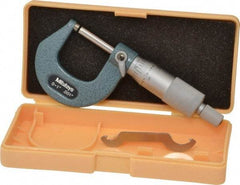 Mitutoyo - 0 to 1" Range, 0.001" Graduation, Mechanical Outside Micrometer - Ratchet Stop Thimble, Accurate to 0.0001" - Top Tool & Supply