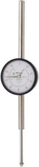 Mitutoyo - 2" Range, 0-100 Dial Reading, 0.001" Graduation Dial Drop Indicator - 2-3/16" Dial, 1" Range per Revolution, 0.003" Accuracy, Revolution Counter - Top Tool & Supply