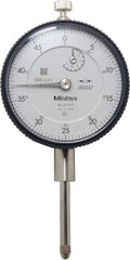 Mitutoyo - 1" Range, 0-50 Dial Reading, 0.0005" Graduation Dial Drop Indicator - 2-3/16" Dial, 0.05" Range per Revolution, 0.002" Accuracy, Revolution Counter - Top Tool & Supply