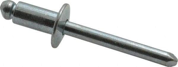 RivetKing - Size 84 Dome Head Steel Open End Blind Rivet - Steel Mandrel, 0.02" to 1/4" Grip, 1/2" Head Diam, 0.257" to 0.261" Hole Diam, 1/2" Length Under Head, 1/4" Body Diam - Top Tool & Supply