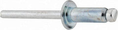 RivetKing - Size 88 Dome Head Steel Open End Blind Rivet - Steel Mandrel, 0.376" to 1/2" Grip, 1/2" Head Diam, 0.257" to 0.261" Hole Diam, 3/4" Length Under Head, 1/4" Body Diam - Top Tool & Supply