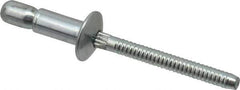 RivetKing - Size 64 Dome Head Steel Structural with Locking Stem Blind Rivet - Steel Mandrel, 0.062" to 0.27" Grip, 0.385" Head Diam, 0.194" to 0.204" Hole Diam, 0.415" Length Under Head, 3/16" Body Diam - Top Tool & Supply