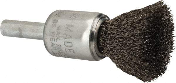 Anderson - 1/2" Brush Diam, Crimped, End Brush - 1/4" Diam Shank, 25,000 Max RPM - Top Tool & Supply