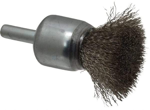 Anderson - 3/4" Brush Diam, Crimped, End Brush - 1/4" Diam Shank, 22,000 Max RPM - Top Tool & Supply