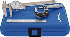 Value Collection - 3 Piece, Machinist Caliper and Micrometer Tool Kit - 0 to 1 Inch Micrometer, 0.0001 Inch Graduation - Top Tool & Supply