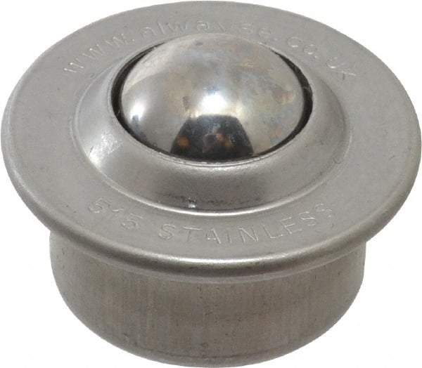 SKF - Round, Stainless Steel Ball Transfer - 9.5mm Mount Height, 77 Lb. Capacity - Top Tool & Supply