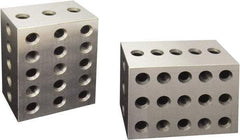 Value Collection - 0.0003 Squareness Per Inch, Hardened Steel, 2-3-4 Block with 23 Hole Setup Block - 0.0001 to 0.0007 Inch Overall Tolerance, 3/8 - 16 Inch Tapped Hole Size, 56-60 HRC Hardness, Sold As Matched Pair - Top Tool & Supply