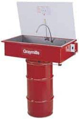 Graymills - Drum Mount Solvent-Based Parts Washer - 10 Gal Max Operating Capacity, Steel Tank, 65" High x 32" Long x 18" Wide, 115 Input Volts - Top Tool & Supply