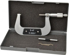 Value Collection - 3 to 4" Range, 0.0001" Graduation, Mechanical Outside Micrometer - Ratchet Stop Thimble - Top Tool & Supply