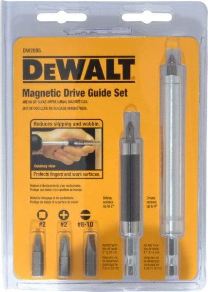 DeWALT - 7 Piece, Magnetic Drive Guide Set - #2, 1/4" Hex Drive, Phillips, Square, Slotted Point - Top Tool & Supply