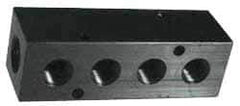 Made in USA - 1/4" Inlet, 1/8" Outlet Manifold - 13-3/4" Long x 1" Wide x 1" High, 0.17" Mount Hole, 2 Inlet Ports, 9 Outlet Ports - Top Tool & Supply