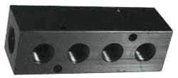 Made in USA - 1/4" Inlet, 1/8" Outlet Manifold - 5-1/2" Long x 1" Wide x 1" High, 0.17" Mount Hole, 2 Inlet Ports, 7 Outlet Ports - Top Tool & Supply