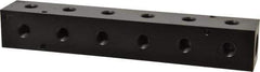 Made in USA - 1/2" Inlet, 1/4" Outlet Manifold - 9-1/4" Long x 1-1/2" Wide x 1-1/2" High, 0.2" Mount Hole, 2 Inlet Ports, 6 Outlet Ports - Top Tool & Supply