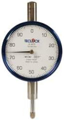 Teclock - 1/4" Range, 0-100 Dial Reading, 0.001" Graduation Dial Drop Indicator - 2-11/64" Dial, 0.1" Range per Revolution, 0.0007" Accuracy - Top Tool & Supply