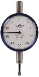 Teclock - 1/4" Range, 0-50-0 Dial Reading, 0.001" Graduation Dial Drop Indicator - 2-11/64" Dial, 0.1" Range per Revolution, 0.0007" Accuracy - Top Tool & Supply