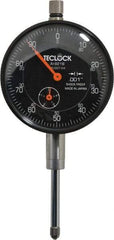 Teclock - 1" Range, 0-100 Dial Reading, 0.001" Graduation Dial Drop Indicator - 2-11/64" Dial, 0.1" Range per Revolution, 0.0014" Accuracy, Revolution Counter - Top Tool & Supply