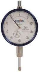 Teclock - 1/2" Range, 0-100 Dial Reading, 0.001" Graduation Dial Drop Indicator - 2-11/64" Dial, 0.1" Range per Revolution, 0.0009" Accuracy, Revolution Counter - Top Tool & Supply