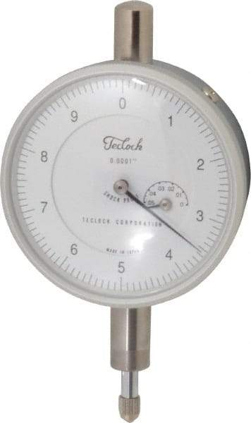 Teclock - 0.05" Range, 0-10 Dial Reading, 0.0001" Graduation Dial Drop Indicator - 2-13/64" Dial, 0.01" Range per Revolution, 0.0002" Accuracy, Revolution Counter - Top Tool & Supply