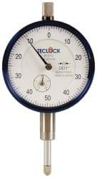 Teclock - 1/2" Range, 0-50-0 Dial Reading, 0.001" Graduation Dial Drop Indicator - 2-11/64" Dial, 0.1" Range per Revolution, 0.0009" Accuracy, Revolution Counter - Top Tool & Supply