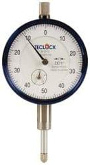 Teclock - 1/2" Range, 0-50-0 Dial Reading, 0.001" Graduation Dial Drop Indicator - 2-11/64" Dial, 0.1" Range per Revolution, 0.0009" Accuracy, Revolution Counter - Top Tool & Supply