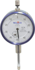 Teclock - 1" Range, 0-50-0 Dial Reading, 0.001" Graduation Dial Drop Indicator - 2-11/64" Dial, 0.1" Range per Revolution, 0.0014" Accuracy, Revolution Counter - Top Tool & Supply