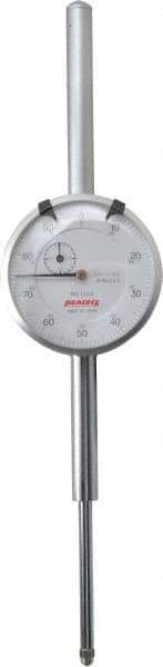 Peacock - 2" Range, 0-100 Dial Reading, 0.001" Graduation Dial Drop Indicator - 2-3/64" Dial, 0.005" Accuracy, Revolution Counter - Top Tool & Supply