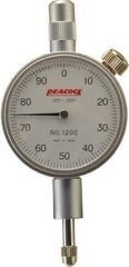 Peacock - 0.2" Range, 0-100 Dial Reading, 0.001" Graduation Dial Drop Indicator - 1-37/64" Dial, 0.001" Accuracy - Top Tool & Supply