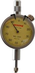 Peacock - 4mm Range, 0-100 Dial Reading, 0.01mm Graduation Dial Drop Indicator - 1-37/64" Dial - Top Tool & Supply