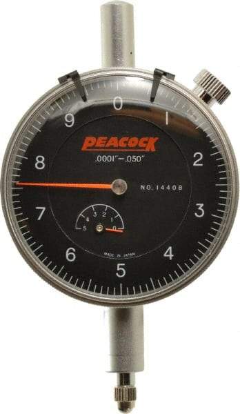 Peacock - 0.05" Range, 0-10 Dial Reading, 0.0001" Graduation Dial Drop Indicator - 2-3/64" Dial, 0.0003" Accuracy, Revolution Counter - Top Tool & Supply