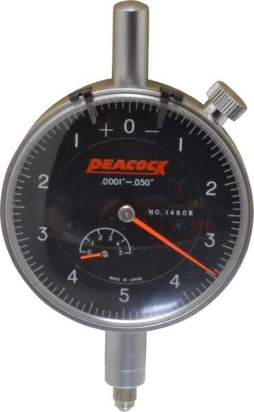 Peacock - 0.05" Range, 0-5-0 Dial Reading, 0.0001" Graduation Dial Drop Indicator - 2-3/64" Dial, 0.0003" Accuracy, Revolution Counter - Top Tool & Supply