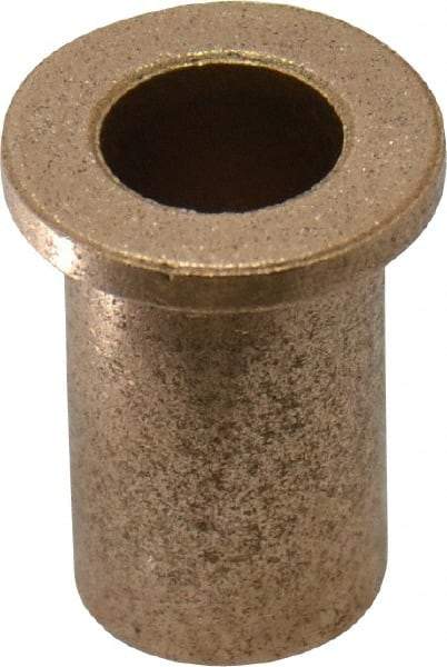 Boston Gear - 3/8" Inside x 1/2" Outside Diam, Oil Impregnated Bronze Sleeve Bearing - 11/16" Flange Outside Diam, 3/32" Flange Thickness, 7/8" OAL - Top Tool & Supply