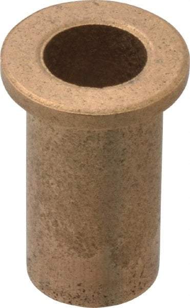 Boston Gear - 3/8" Inside x 1/2" Outside Diam, Oil Impregnated Bronze Sleeve Bearing - 11/16" Flange Outside Diam, 3/32" Flange Thickness, 1" OAL - Top Tool & Supply