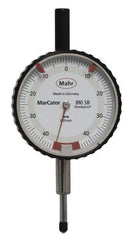 Mahr - 0.8mm Range, 0-45-0 Dial Reading, 0.01mm Graduation Dial Drop Indicator - 50mm Dial, 0.01mm Range per Revolution - Top Tool & Supply