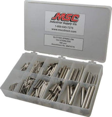 Made in USA - 500 Piece, 1/16 to 7/16" Pin Diam, Spring Pin Assortment - 18-8 Stainless Steel - Top Tool & Supply