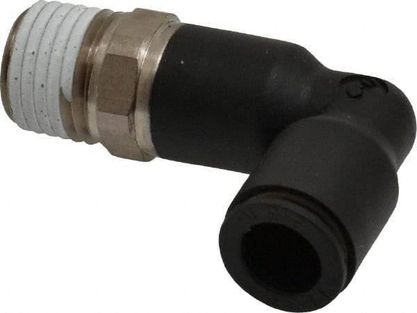 Legris - 5/16" OD, 1/4 NPT, Nylon/Nickel Plated Brass Push-to-Connect Extended Male Elbow - 290 Max psi - Top Tool & Supply