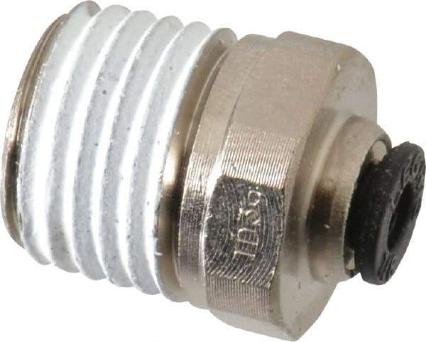 Legris - 1/8" Outside Diam, 1/4 NPT, Nickel Plated Brass Push-to-Connect Tube Male Connector - 290 Max psi - Top Tool & Supply