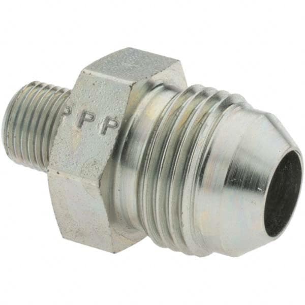 Parker - 1/2" Tube OD x 1/8-27 Male NPT 37° Steel Flared Tube Straight Thread Connector - Top Tool & Supply