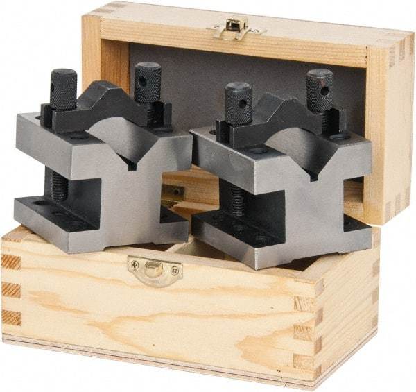 Value Collection - 1-3/16" Max Capacity, 90° Angle, Hardened Steel V-Block - 2-3/8" Long x 2-3/8" Wide x 2" High, Sold as 2 Block Set - Top Tool & Supply