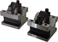 Value Collection - 2-9/16" Max Capacity, 90° Angle, Hardened Steel V-Block - 4-1/8" Long x 4-1/8" Wide x 3-1/16" High, Sold as 2 Block Set - Top Tool & Supply