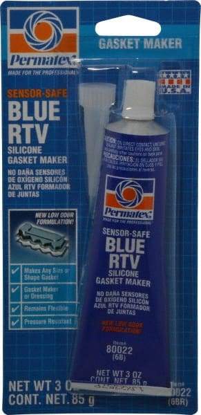 Permatex - 3 oz Tube Blue Butyl Rubber Gasket Sealant - -65 to 400°F Operating Temp, 24 hr Full Cure Time - Top Tool & Supply