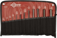 Mayhew - 12 Piece, 1/16 to 1/2", Roll Pin Punch Set - Round Shank, Comes in Vinyl Roll - Top Tool & Supply